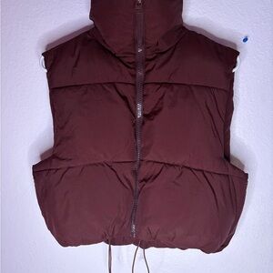 Brown Quilted Puffer Vest with Relaxed Fit
